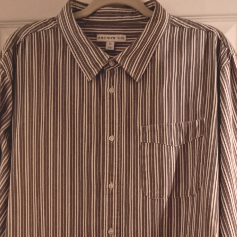 AND NOW THIS Cotton Blend Coastal Nautical‎ Striped Beachy Spring Summer Shirt